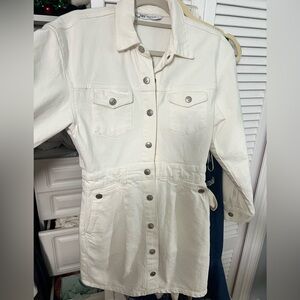 Zara Off-White Button-Front Jean Jacket